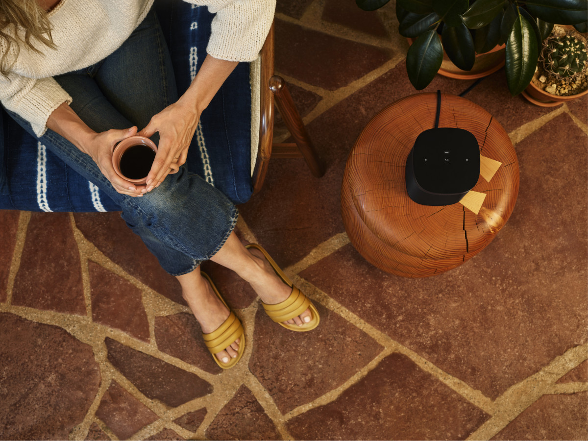 Pictured above is the Sonos One SL speaker in black.